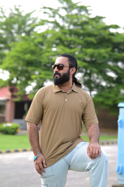 The Explorer Khaki Performance Polo - Micro-Grid Texture